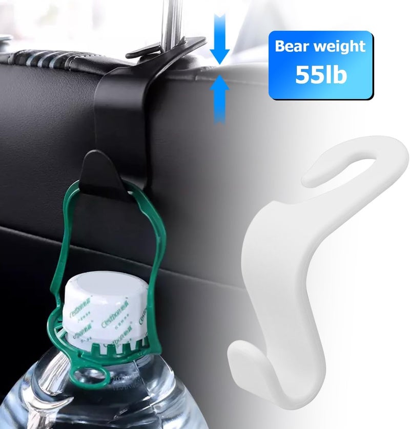 Hanemia 4PCS Car Back Seat Headrest Hooks, Rear Car Seat Storage Headrest Hanger Holder Hooks Organizer, Universal Auto Interior Accessories for Bag Purse Handbag Cloth Coats Grocery (White) - Image 4